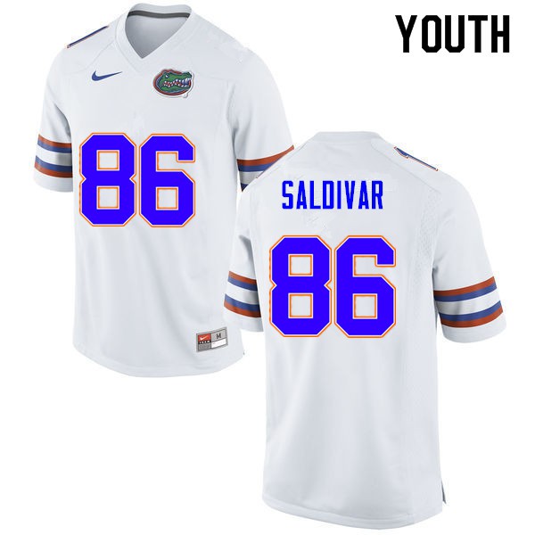 Youth #86 Andres Saldivar Florida Gators College Football Jersey White